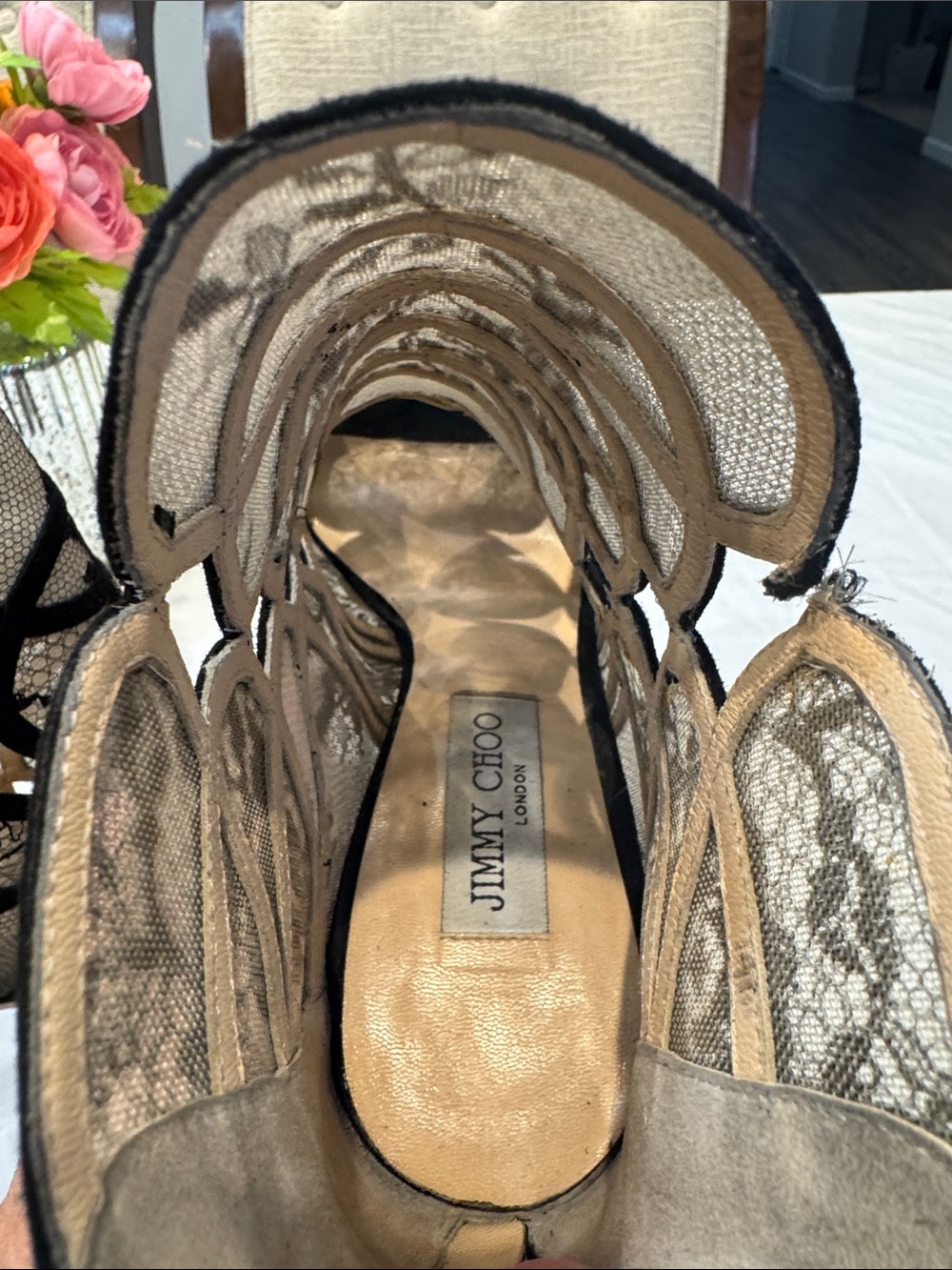 Authentic Jimmy Choo Lace Cutout High Heel Booties - Picture 10 of 12